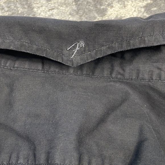 Fender Guitar Embroidered Long Sleeve Button Front Shirt Black Rocker Sz M - Picture 5 of 13